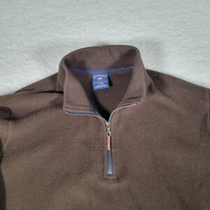 Bills Khakis Fleece Pullover Mens Large Brown 1/4 Zip Mock Neck‎ Made in USA